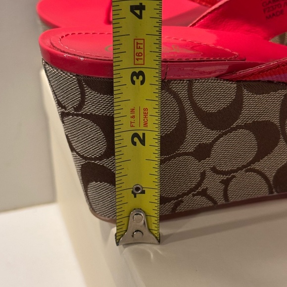 Coach - Gabriela Wedge Red and Brown Sandals - Picture 12 of 15